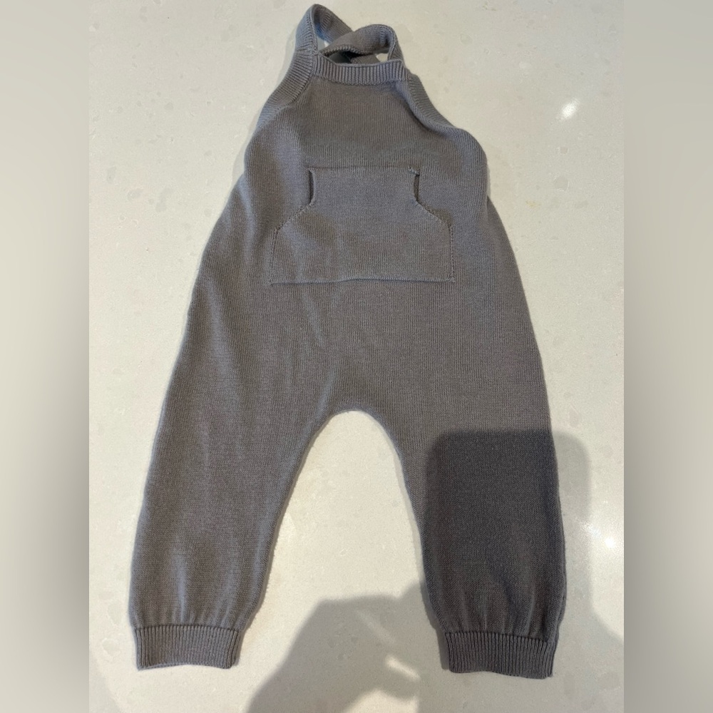 Viverano Organic cotton Gray Knit Baby Overalls 3-6m